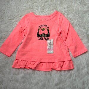 Jumping Beans Softest Pink TEE Long Sleeve T-Shirt Size 9 Months NWT